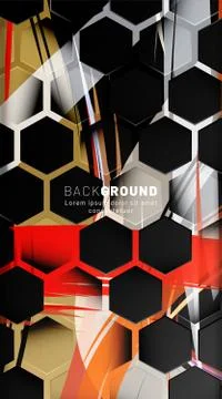Vertical hexagon background. Gradient color light pattern with dark backgroun Stock Illustration