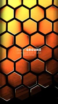 Vertical hexagon background. Gradient color light pattern with dark backgroun Illustrazione stock