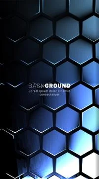 Vertical hexagon background. Gradient color light pattern with dark backgroun Stock Illustration