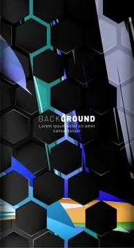 Vertical hexagon background. Gradient color light pattern with dark backgroun 스톡 일러스트
