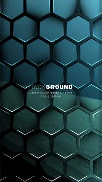 Vertical hexagon background. Gradient color light pattern with dark backgroun Illustrazione stock