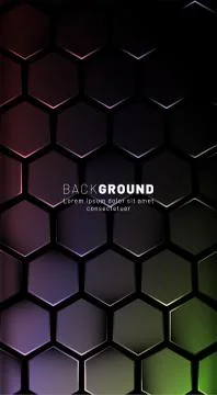 Vertical hexagon background. Gradient color light pattern with dark backgroun Illustrazione stock