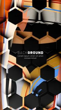 Vertical hexagon background. Gradient color light pattern with dark backgroun Stock Illustration