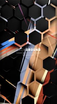 Vertical hexagon background. Gradient color light pattern with dark backgroun 스톡 일러스트