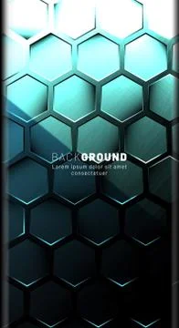 Vertical hexagon background. Gradient color light pattern with dark backgroun Stock Illustration