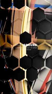 Vertical hexagon background. Gradient color light pattern with dark backgroun Stock Illustration