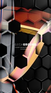 Vertical hexagon background. Gradient color light pattern with dark backgroun Illustrazione stock