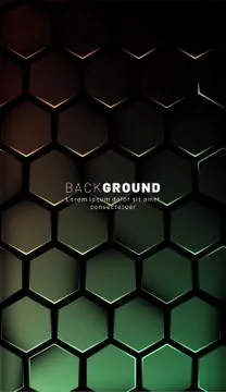 Vertical hexagon background. Gradient color light pattern with dark backgroun Illustrazione stock