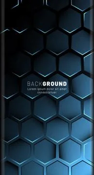 Vertical hexagon background. Gradient color light pattern with dark backgroun Illustrazione stock