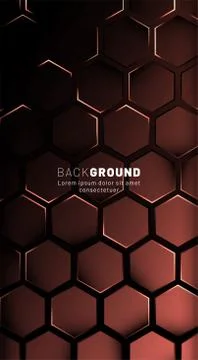 Vertical hexagon background. Gradient color light pattern with dark backgroun Illustrazione stock