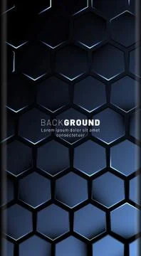 Vertical hexagon background. Gradient color light pattern with dark backgroun Stock Illustration
