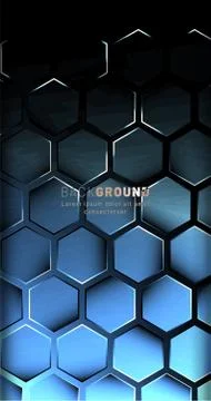 Vertical hexagon background. Gradient color light pattern with dark backgroun Stock Illustration