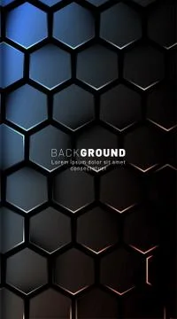 Vertical hexagon background. Gradient color light pattern with dark backgroun Stock Illustration