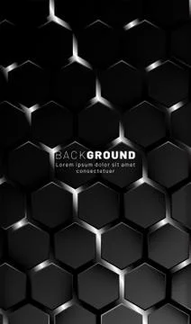 Vertical hexagon background. Gradient color light pattern with dark backgroun Illustrazione stock
