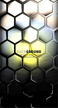 Vertical hexagon background. Gradient color light pattern with dark backgroun Illustrazione stock