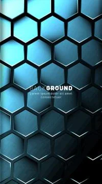 Vertical hexagon background. Gradient color light pattern with dark backgroun Stock Illustration