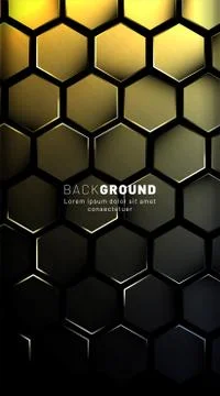 Vertical hexagon background. Gradient color light pattern with dark backgroun Illustrazione stock