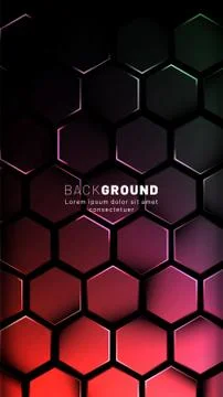 Vertical hexagon background. Gradient color light pattern with dark backgroun Illustrazione stock