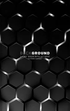 Vertical hexagon background. Gradient color light pattern with dark backgroun Illustrazione stock