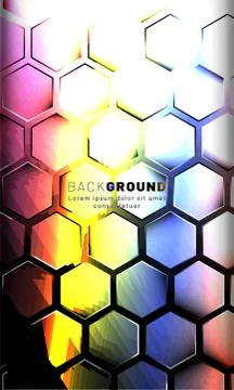 Vertical hexagon background. Gradient color light pattern with dark backgroun Stock Illustration