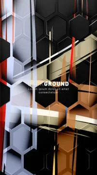 Vertical hexagon background. Gradient color light pattern with dark backgroun Stock Illustration