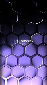 Vertical hexagon background. Gradient color light pattern with dark backgroun Illustrazione stock