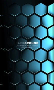 Vertical hexagon background. Gradient color light pattern with dark backgroun Stock Illustration