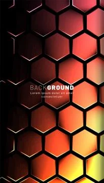 Vertical hexagon background. Gradient color light pattern with dark backgroun Stock Illustration