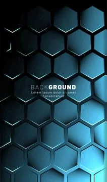 Vertical hexagon background. Gradient color light pattern with dark backgroun Illustrazione stock