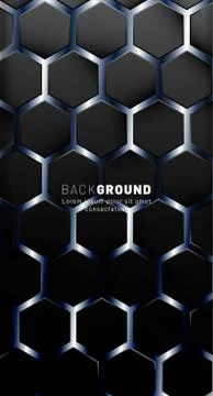 Vertical hexagon background. Gradient color light pattern with dark backgroun Stock Illustration