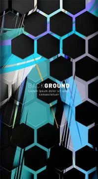 Vertical hexagon background. Gradient color light pattern with dark backgroun 스톡 일러스트