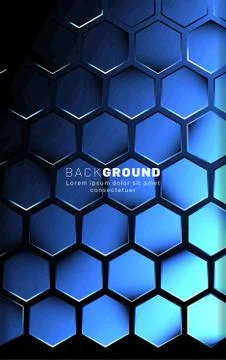 Vertical hexagon background. Gradient color light pattern with dark backgroun イラスト素材