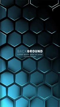 Vertical hexagon background. Gradient color light pattern with dark backgroun Illustrazione stock