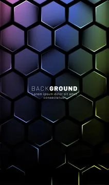 Vertical hexagon background. Gradient color light pattern with dark backgroun Illustrazione stock