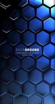 Vertical hexagon background. Gradient color light pattern with dark backgroun Stock Illustration