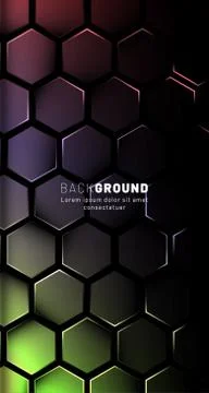 Vertical hexagon background. Gradient color light pattern with dark backgroun Stock Illustration