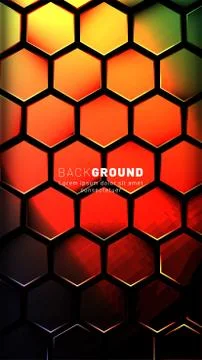 Vertical hexagon background. Gradient color light pattern with dark backgroun Illustrazione stock