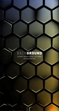 Vertical hexagon background. Gradient color light pattern with dark backgroun Stock Illustration