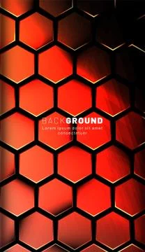 Vertical hexagon background. Gradient color light pattern with dark backgroun Stock Illustration
