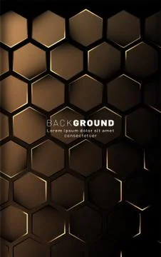Vertical hexagon background. Gradient color light pattern with dark backgroun Illustrazione stock