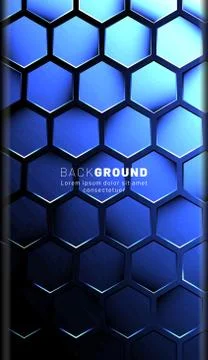 Vertical hexagon background. Gradient color light pattern with dark backgroun 스톡 일러스트