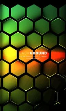 Vertical hexagon background. Gradient color light pattern with dark backgroun Stock Illustration