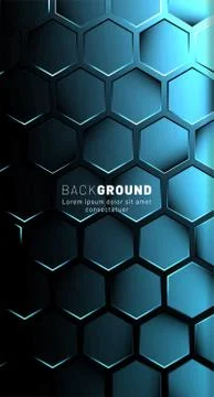 Vertical hexagon background. Gradient color light pattern with dark backgroun Stock Illustration
