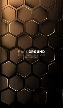 Vertical hexagon background. Gradient color light pattern with dark backgroun Illustrazione stock