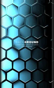 Vertical hexagon background. Gradient color light pattern with dark backgroun Illustrazione stock