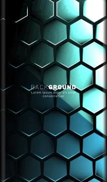 Vertical hexagon background. Gradient color light pattern with dark backgroun Stock Illustration