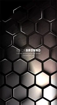 Vertical hexagon background. Gradient color light pattern with dark backgroun Stock Illustration