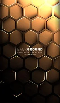 Vertical hexagon background. Gradient color light pattern with dark backgroun Stock Illustration