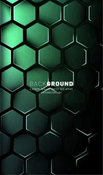 Vertical hexagon background. Gradient color light pattern with dark backgroun Stock Illustration