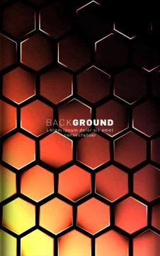 Vertical hexagon background. Gradient color light pattern with dark backgroun Illustrazione stock